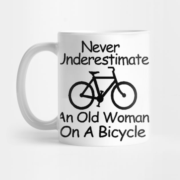 never understimate an old woman on a bicycle black by omarbardisy